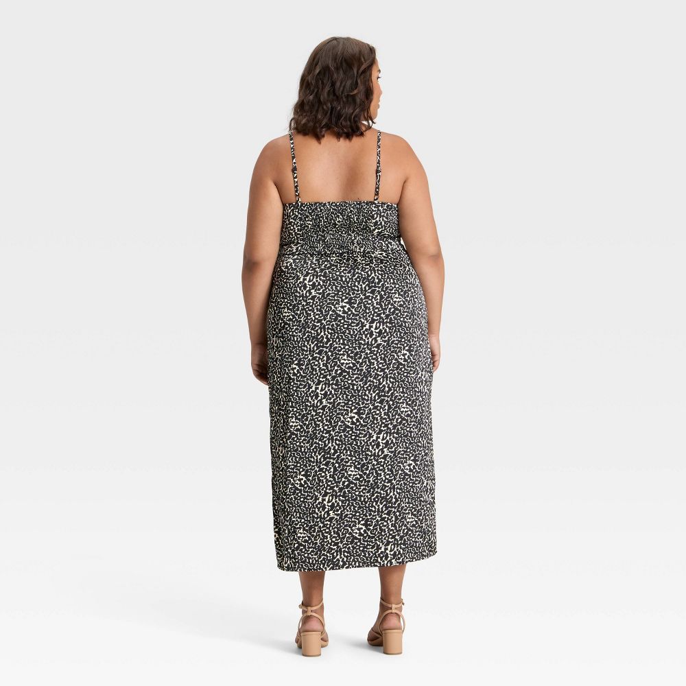 Open Box - Women's Column Slip Dress - A New Day™ Black/White Leopard Print 2X