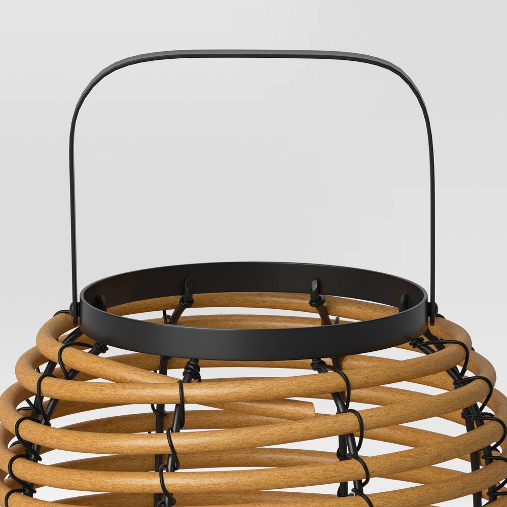 New - 16" Rattan Battery LED Outdoor Lantern Brown - Threshold™