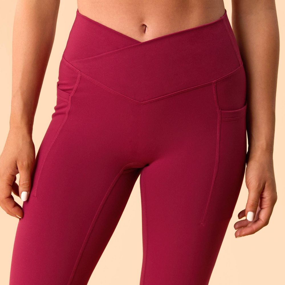 New - Blogilates Women's Crisscross High-Rise Leggings - Burgundy S