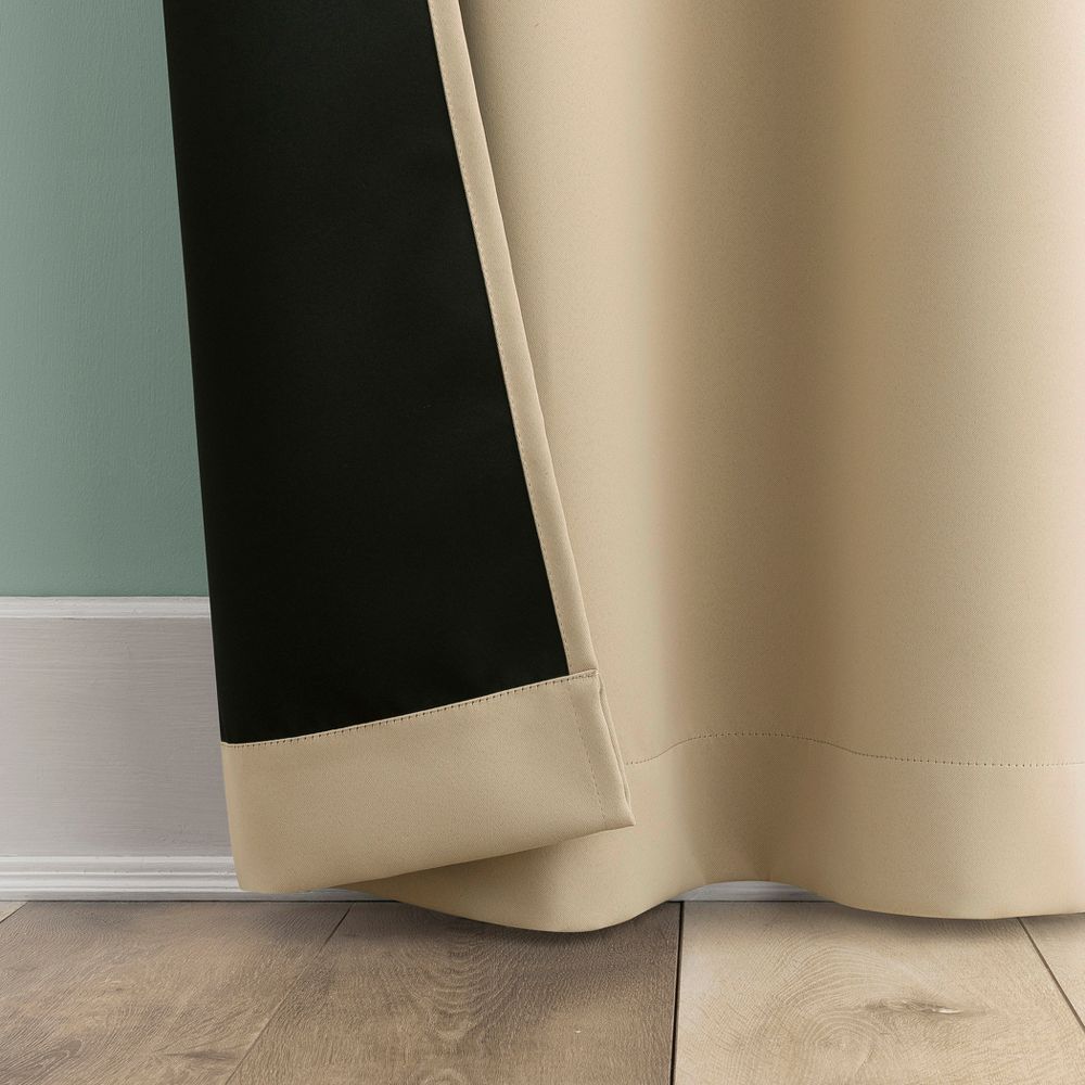 New - 2pc 37"x96" Sun Zero Tedrow 100% Blackout Grommet Curtain Panel Pair Taupe: Modern Energy Efficient, Noise Reduction