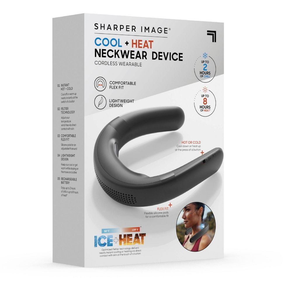New - Sharper Image Cordless Cool and Heat Neckwear Device Black