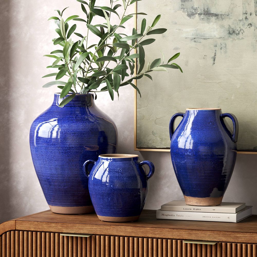 New - XL Tuscan Ceramic Vase Blue - Threshold™