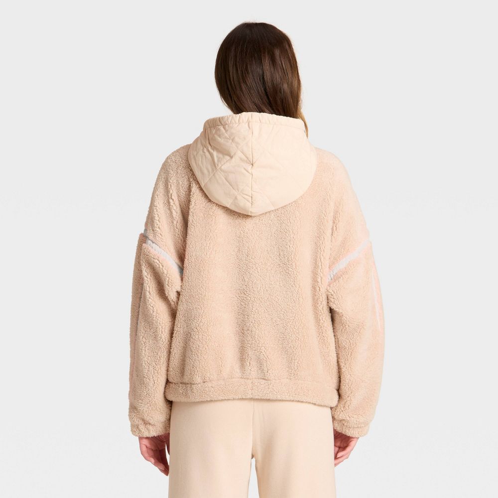 New - Women's Contrast High Pile 1/2 Zip Jacket - JoyLab™ Tan/Tan XS