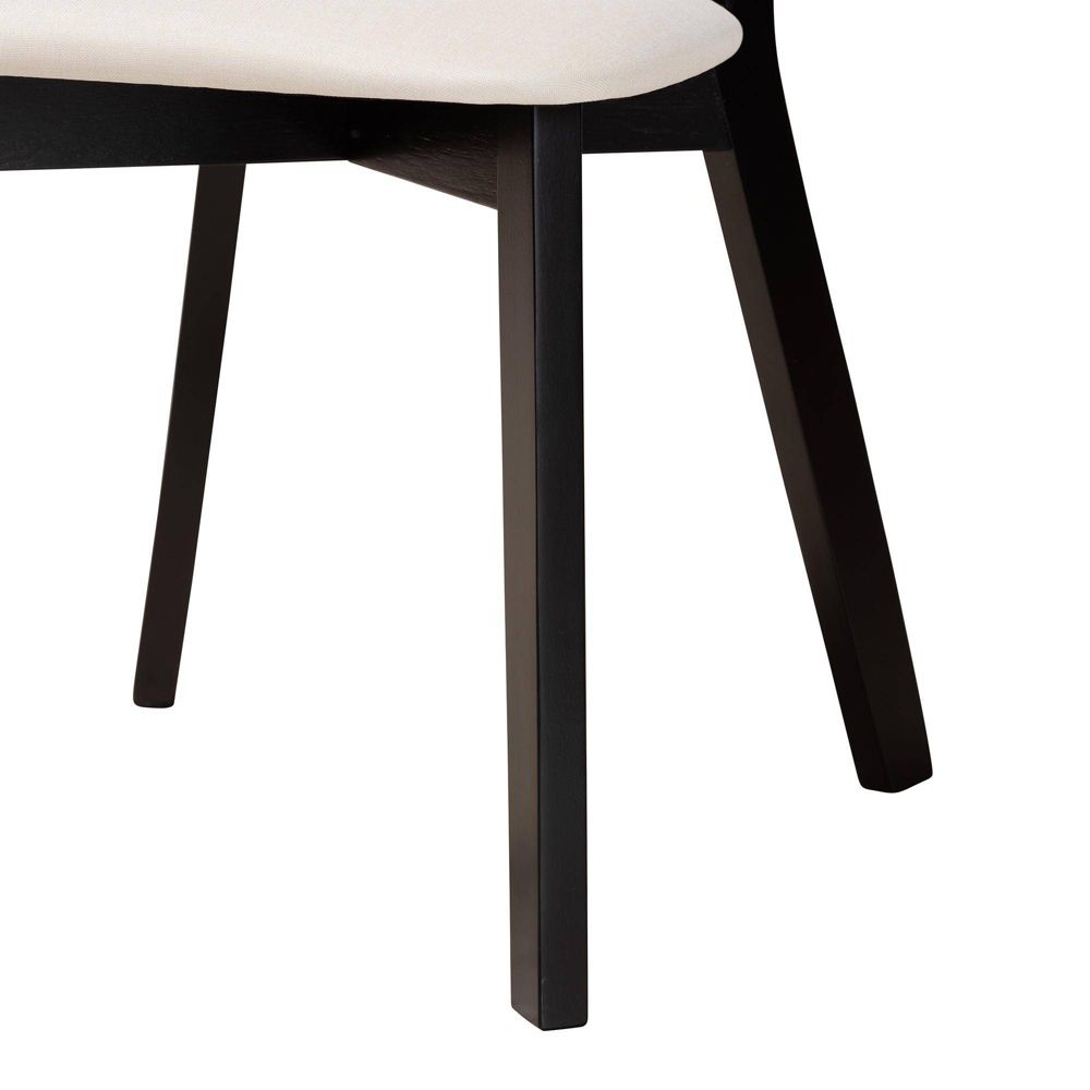 New - Baxton Studio 2pc Dannell Fabric and Wood Dining Chairs: Mid-Century, Rattan Detail, Foam Padded