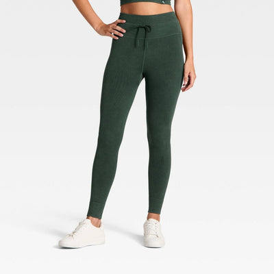 New - Women's High-Rise Tie Seamless Leggings - JoyLab™ Forest Green XXS