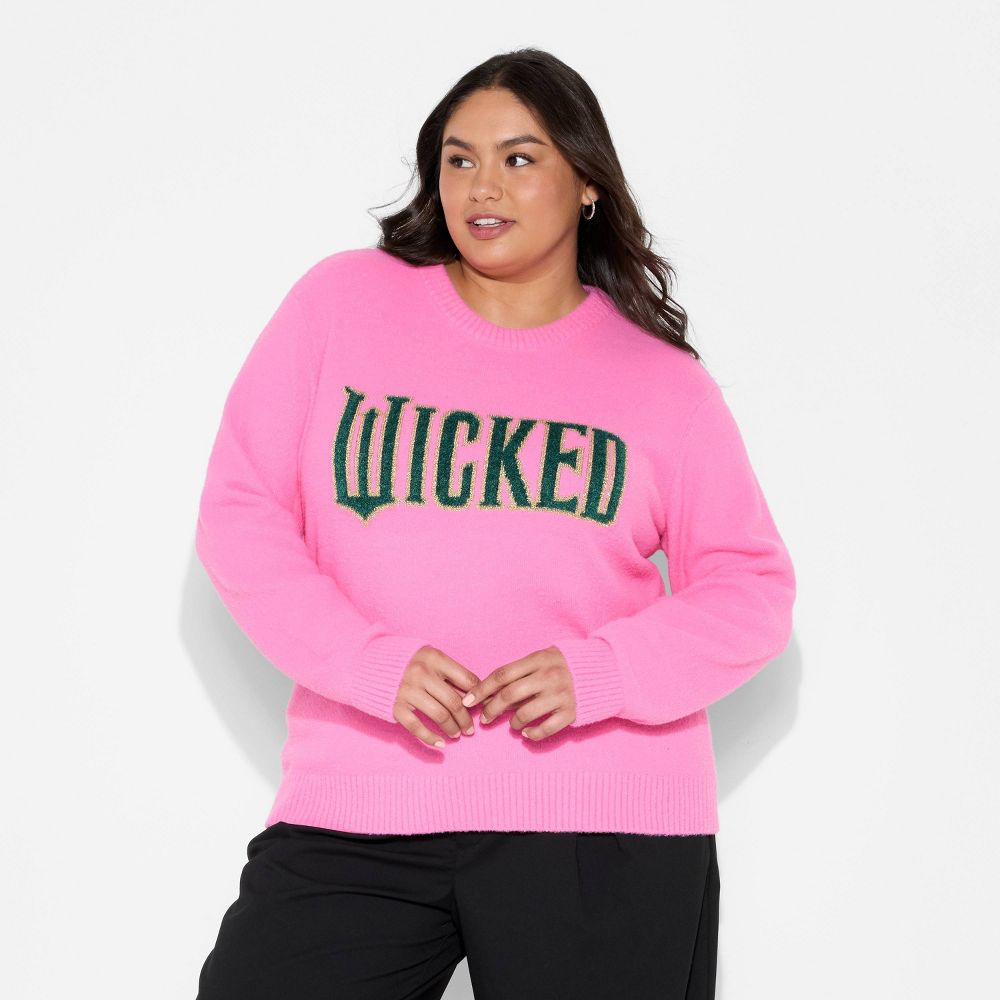 New - Women's Wicked Graphic Sweater - Pink 2X
