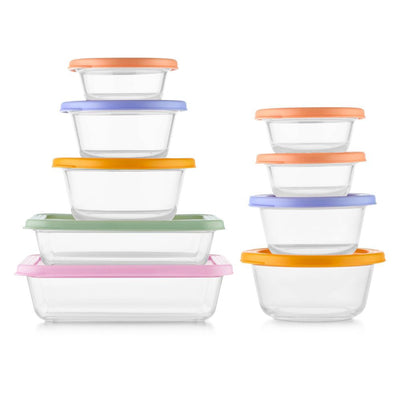 New - Ello Everyday 18pc Glass Mixed Food Storage Container Set