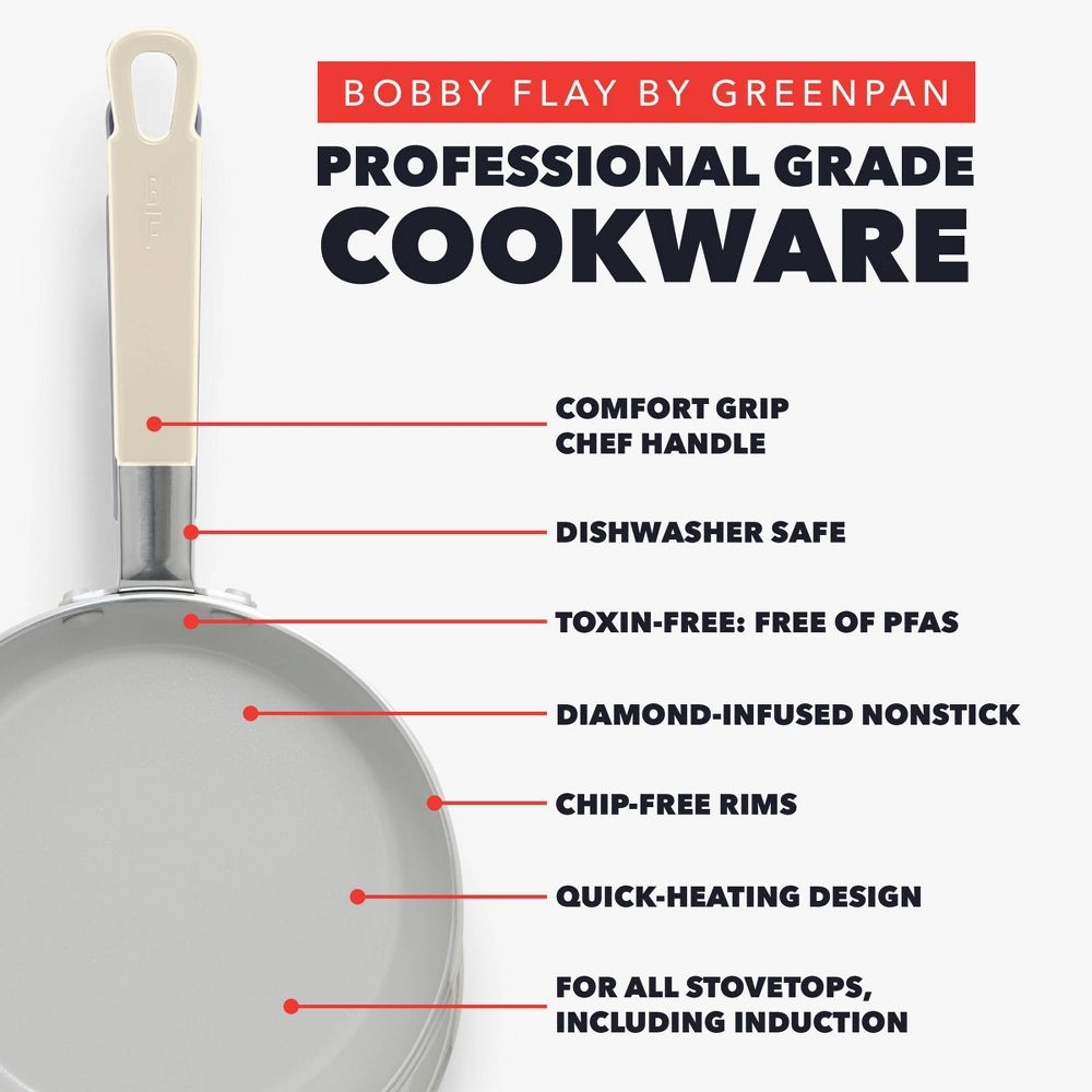 New - Bobby Flay 12pc Ceramic Nonstick Aluminum Cookware Set Cream