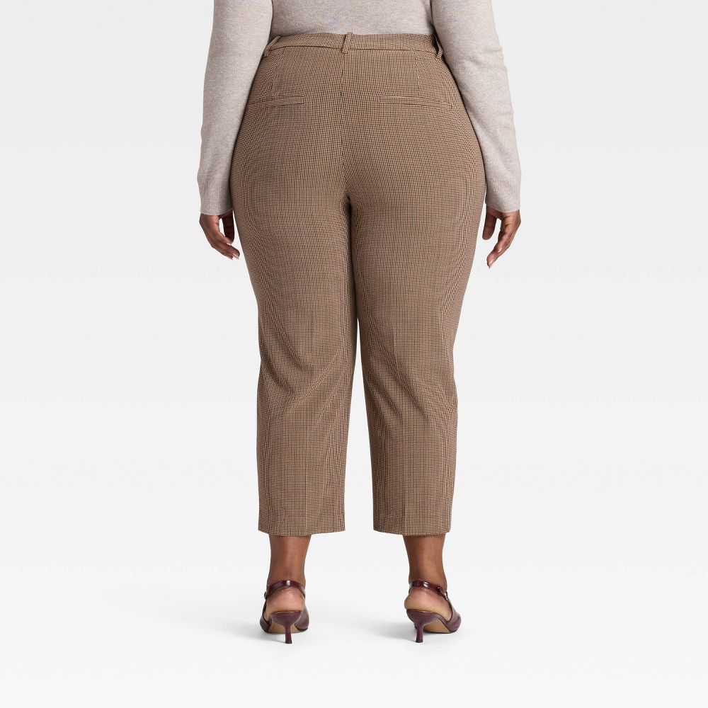 New - Women's Tapered Ankle Pants - A New Day™ Brown Plaid 26