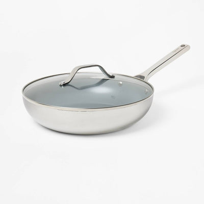 New - 12" Nonstick Ceramic Coated Stainless Steel Frying Pan with Cover - Figmint™