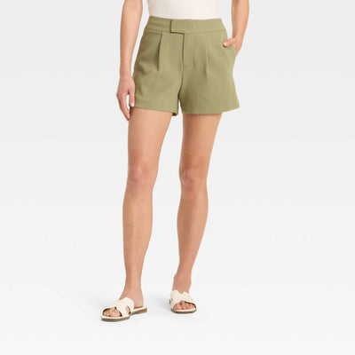 New - Women's High-Rise Tailored Shorts - A New Day™ Olive 2