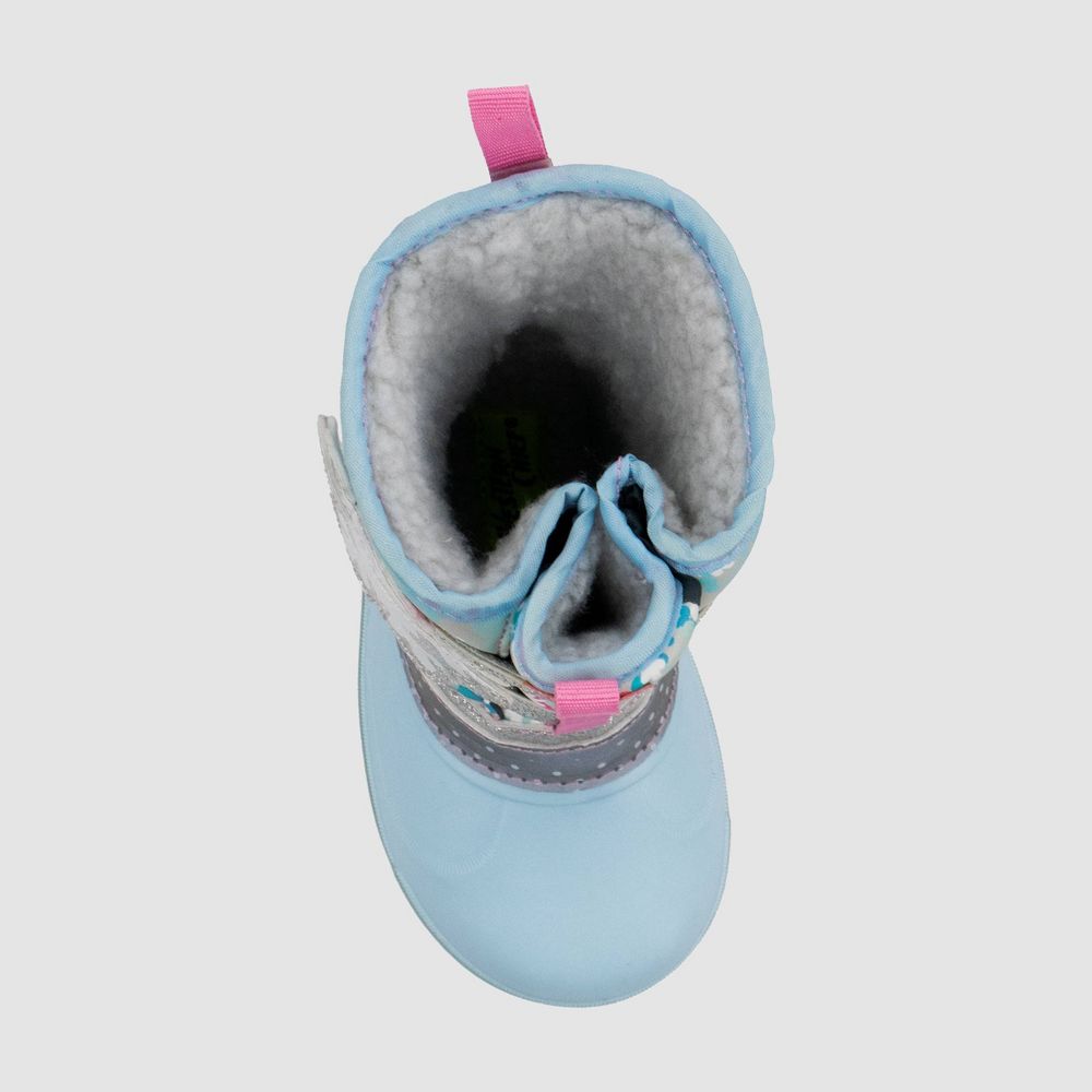 New - Western Chief Toddler Girls' Denali Lighted Faux Fur Snowflake Winter Boots - Blue 6T