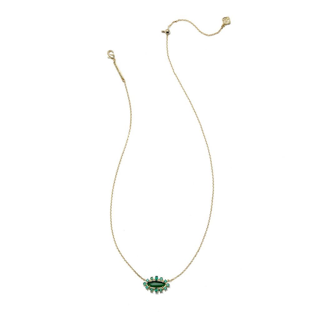 Open Box - Kendra Scott Eva Crystal Framed Pendant Necklace - Green Mix