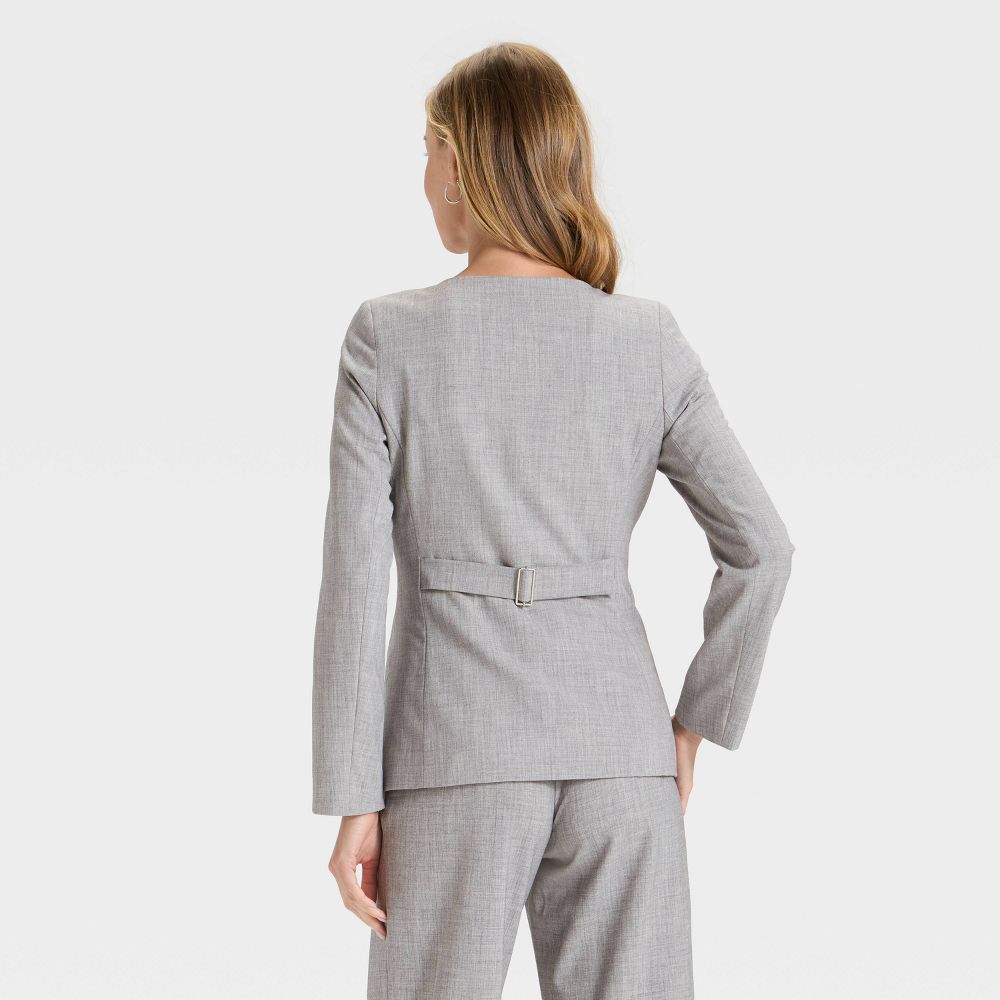 New - Women's Collarless Blazer - A New Day™ Gray L