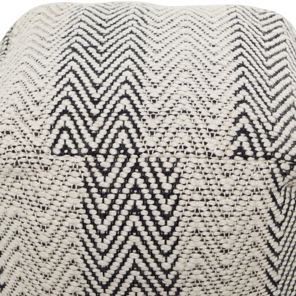 Open Box - Bohemian Indoor/Outdoor Fabric Pouf Zig Zag - Olivia & May: No Assembly, Comfort Seating