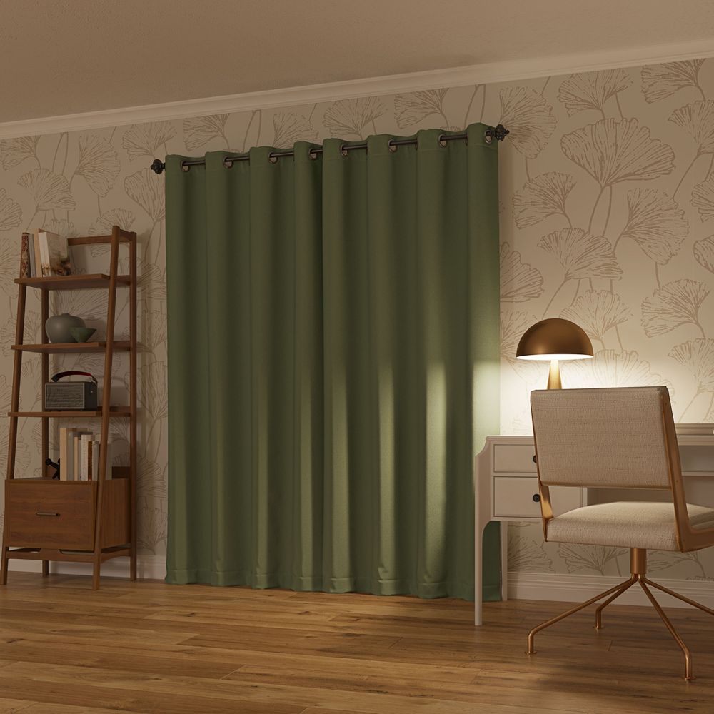 New - 52"x84" Sun Zero 100% Blackout Oslo Theater Grade Grommet Curtain Panel Sage Green: Modern Energy Efficient Indoor