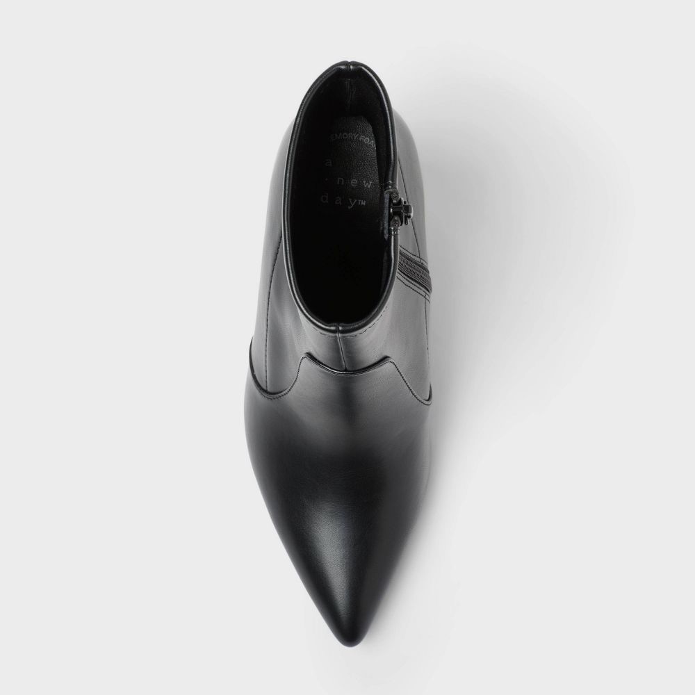 New - Women’s Sienna Low Shaft Heeled Boots with Memory Foam Insole - A New Day™ Black 6