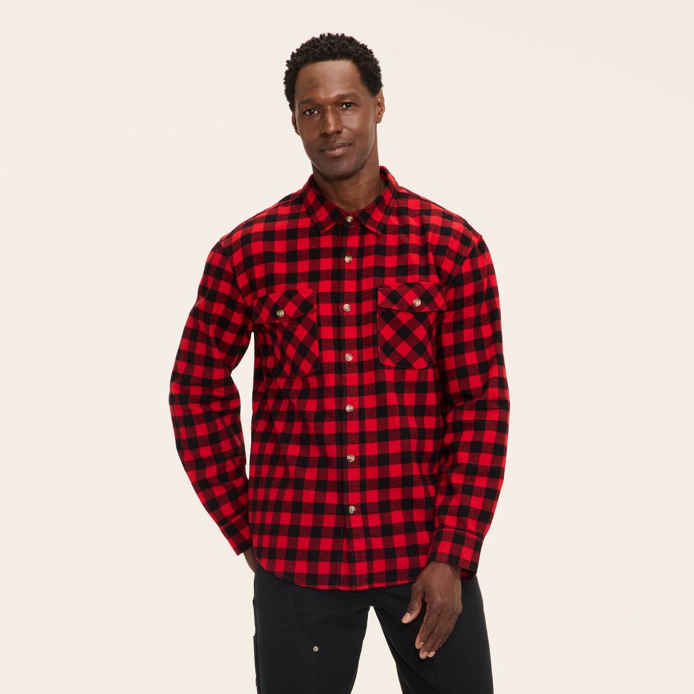 New - Adult Buffalo Check Long Sleeve Button-Down Flannel Shirt - Woolrich x Target Red/Black M