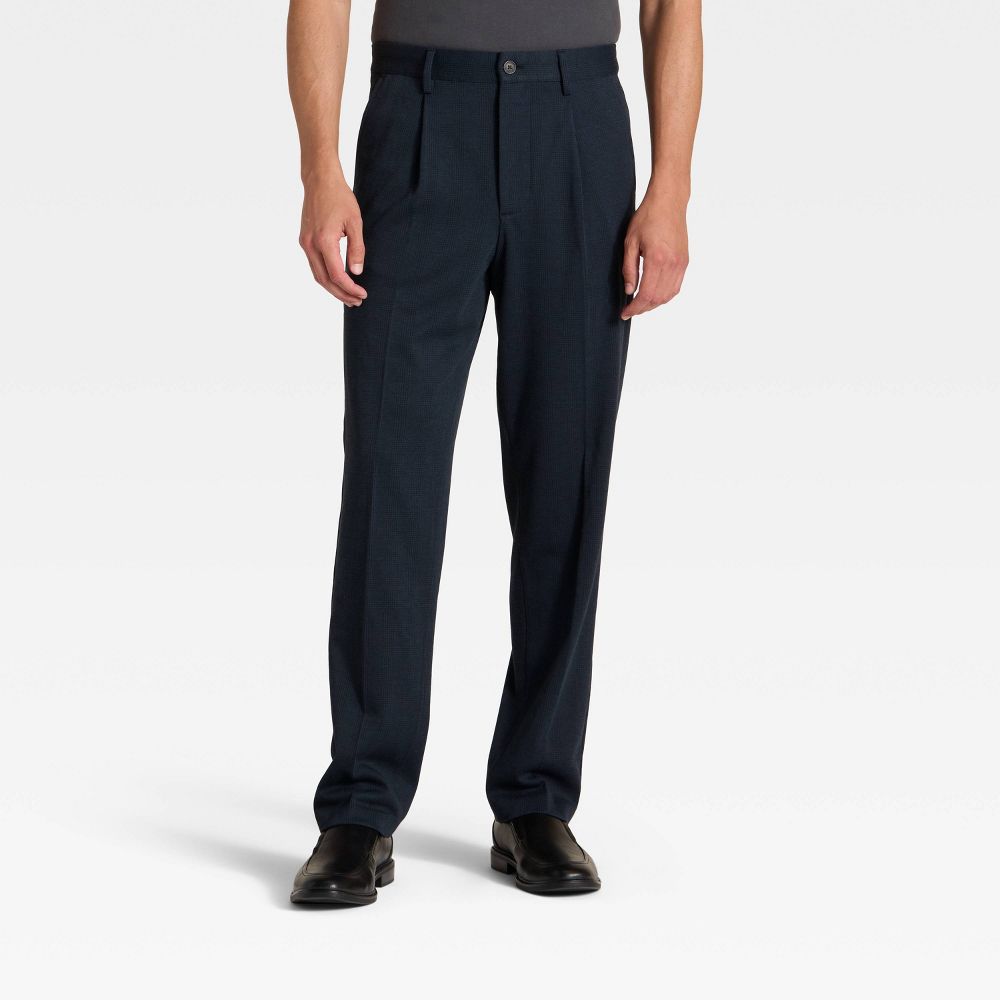 New - Men's Plaid Dress Trousers - Goodfellow & Co™ Navy Blue 30x32
