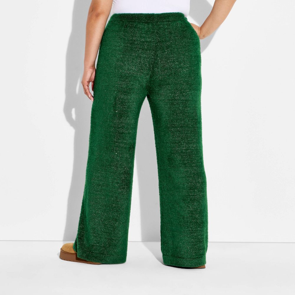 New - Wicked x Katie Kime Women's Graphic Sweater Pants - Emerald Green 1X