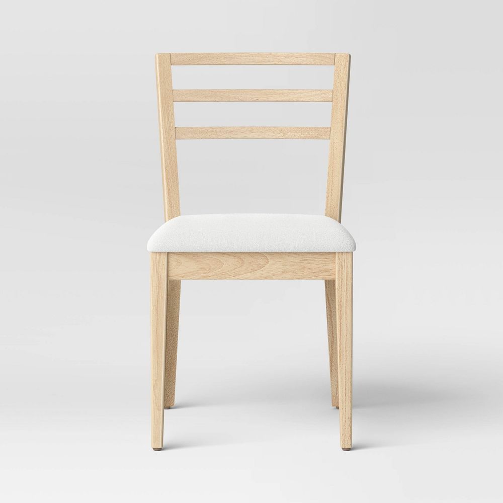 New - Set of 2 Ladder Back Dining Chair With Padded Seat Natural - Room Essentials™