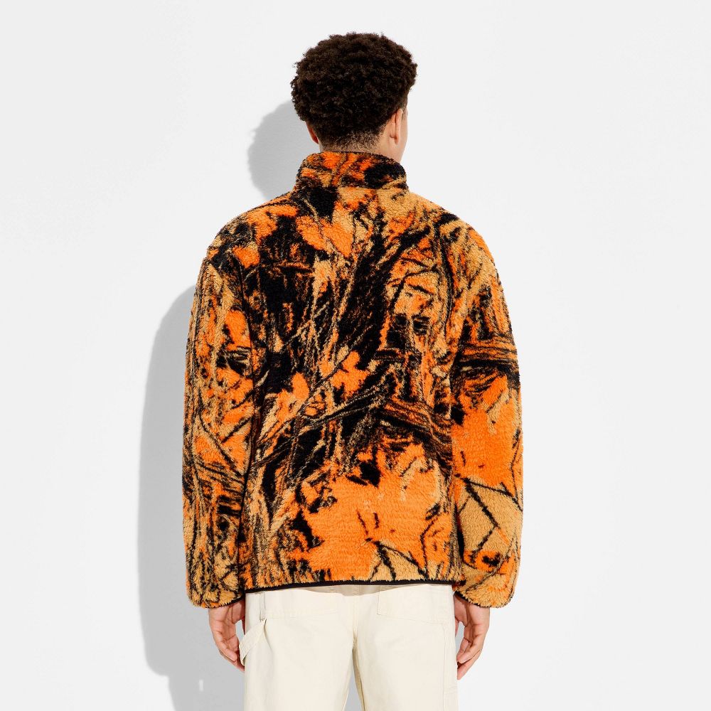New - Men's Plaid High Pile Fleece Shirt - Original Use™ Orange Camo L