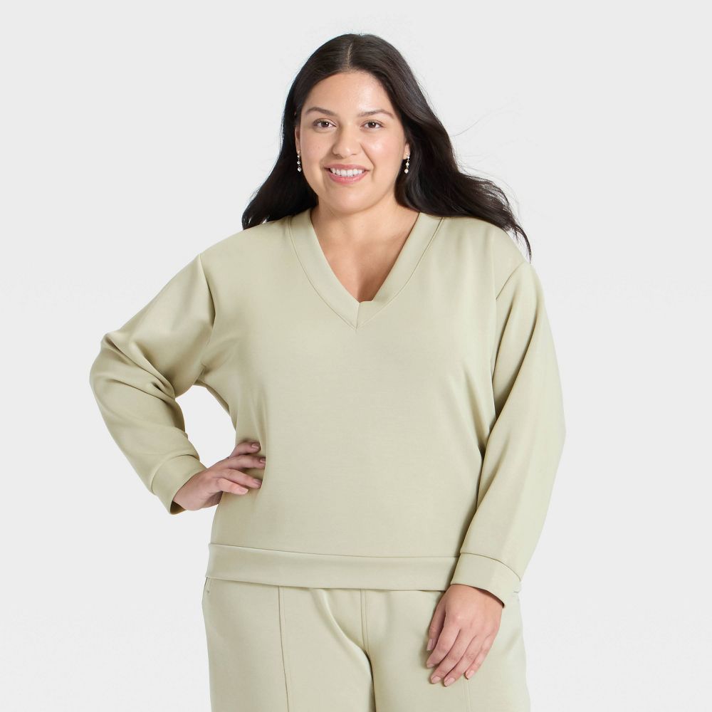 New - Women's Sandwash Sweatshirt - A New Day™ Light Green XXL