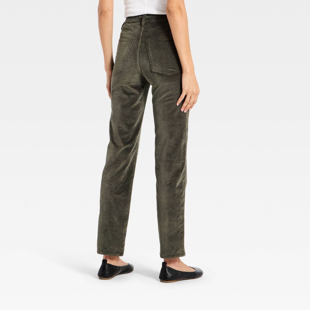 New - Women's Everyday High-Rise Straight Velvet Pants - Universal Thread™ Gray 4