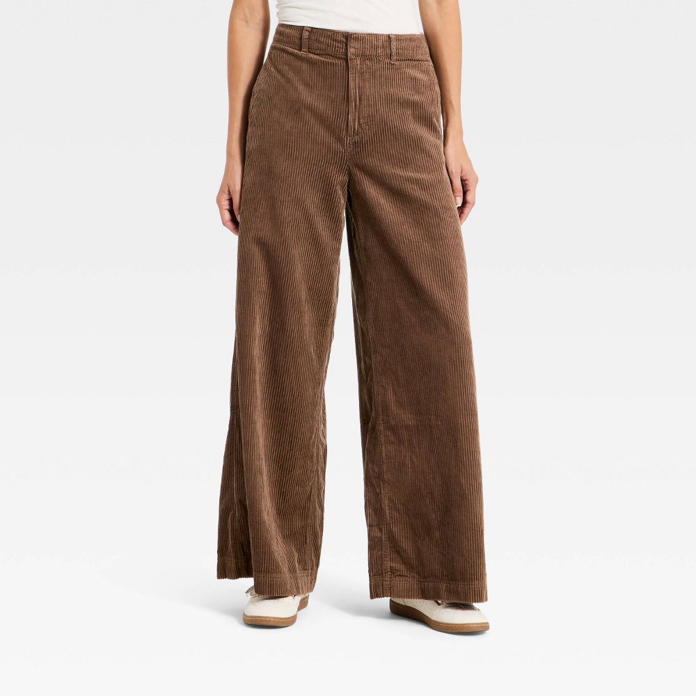 New - Women's High-Rise Corduroy Palazzo Pants - Universal Thread™ Brown 14