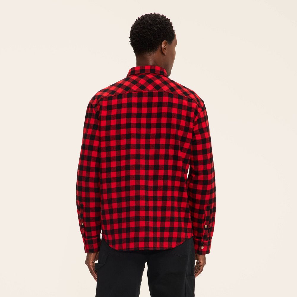 New - Adult Buffalo Check Long Sleeve Button-Down Flannel Shirt - Woolrich x Target Red/Black M