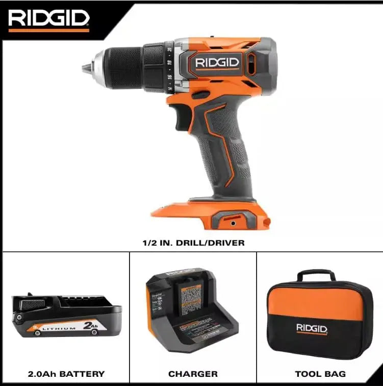Open Box - 18V Cordless 1/2 in. Drill/Driver Kit with 2.0 Ah Battery and Charger RIDGIDBullseye Deals