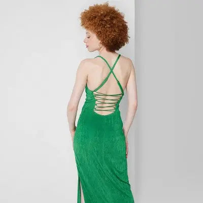 Wild Fable Wild Fable Women's Lace-Up Back Maxi Bodycon Slip Dress Secondipity Wild Fable Wild Fable Women's Lace-Up Back Maxi Bodycon Slip Dress Secondipity