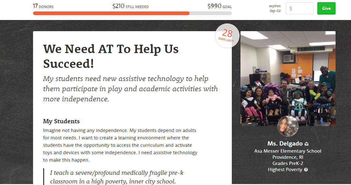 Secondipity Donates to DonorsChoose 