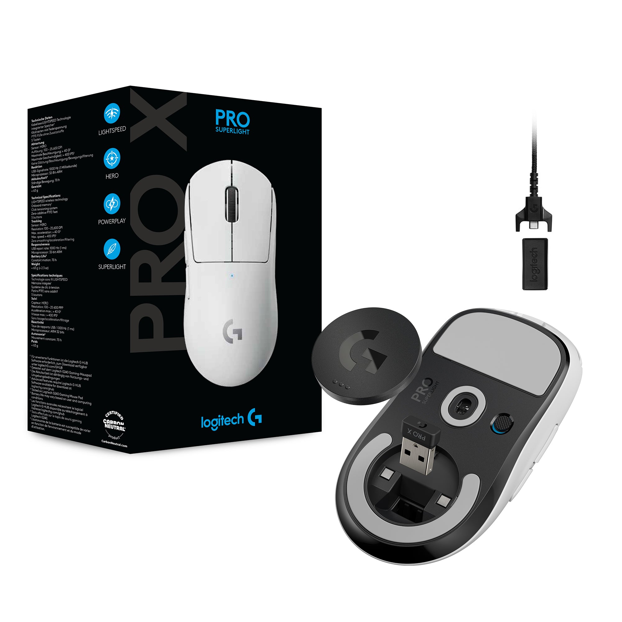 Open Box -  Logitech G PRO X SUPERLIGHT Wireless Gaming Mouse - White