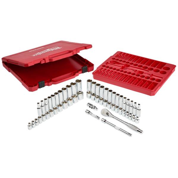 Milwaukee Electric Tools MLW48-22-9008 0.37 in. Ratchet & Socket Set - 56 Piece