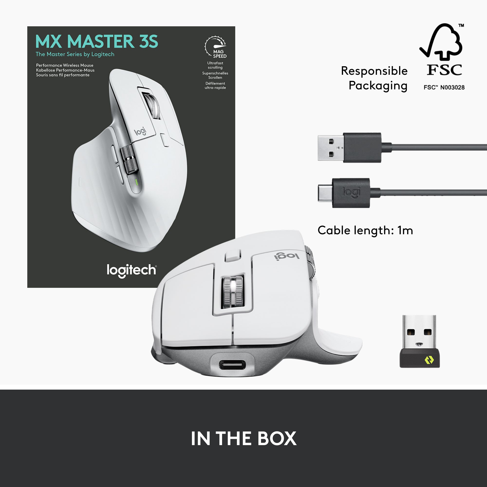 Open Box -  MX Master 3S Performance Wireless Mouse-PALE GREY-BT- 910-006558