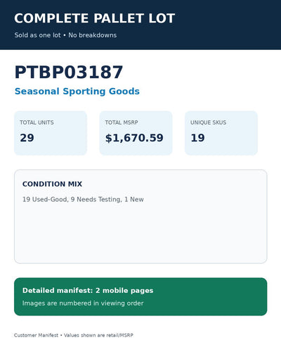 Used - PTBP03187_Seasonal Sporting Goods_29UNITS_MSRP_$1670.59