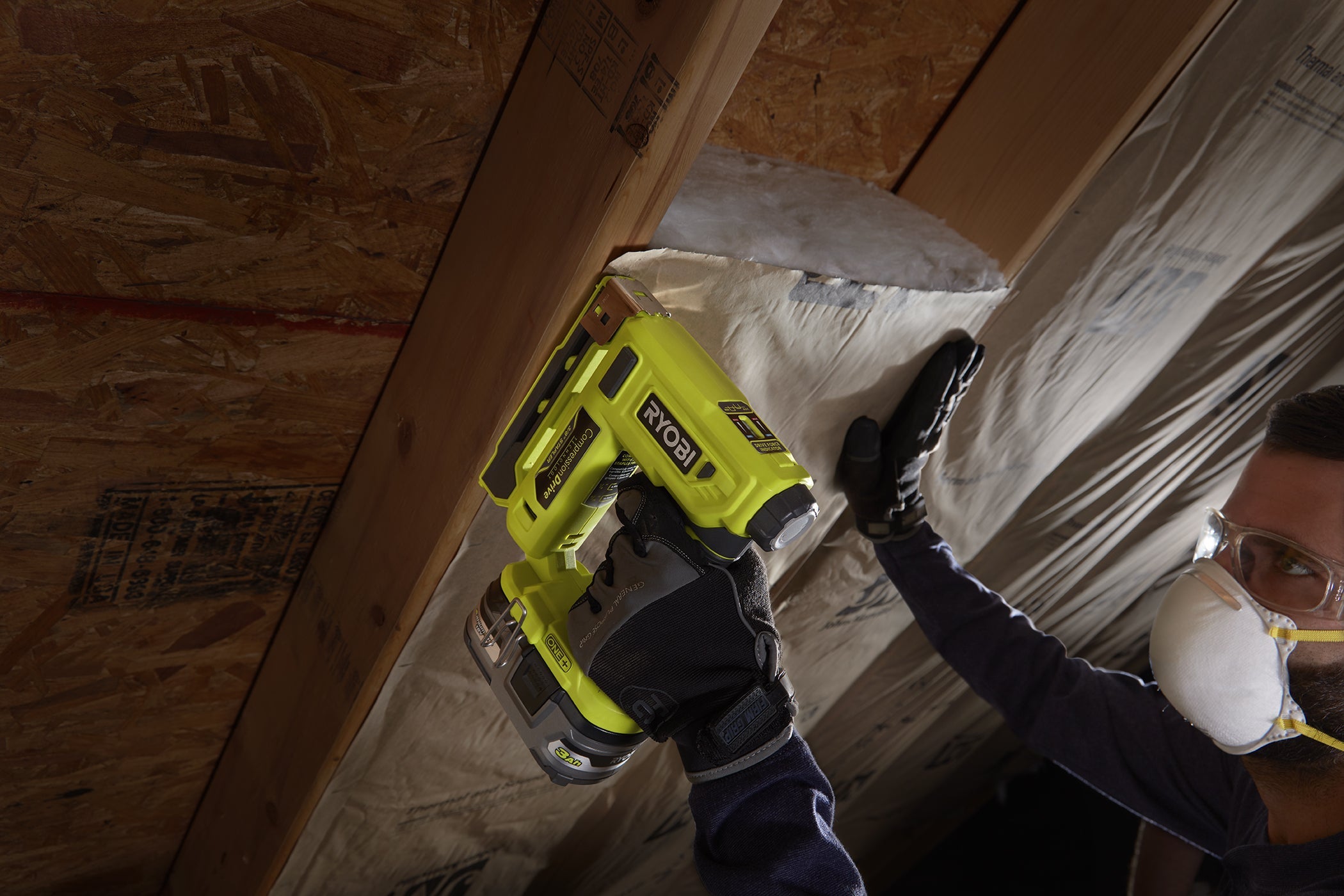 Open Box -  RYOBI 18-Volt ONE+ Cordless Compression Drive 3/8 in. Crown Stapler (Tool Only) RYOBIBullseye Deals