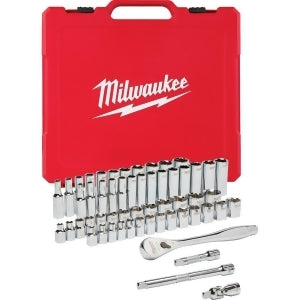 Milwaukee Electric Tools MLW48-22-9008 0.37 in. Ratchet & Socket Set - 56 Piece
