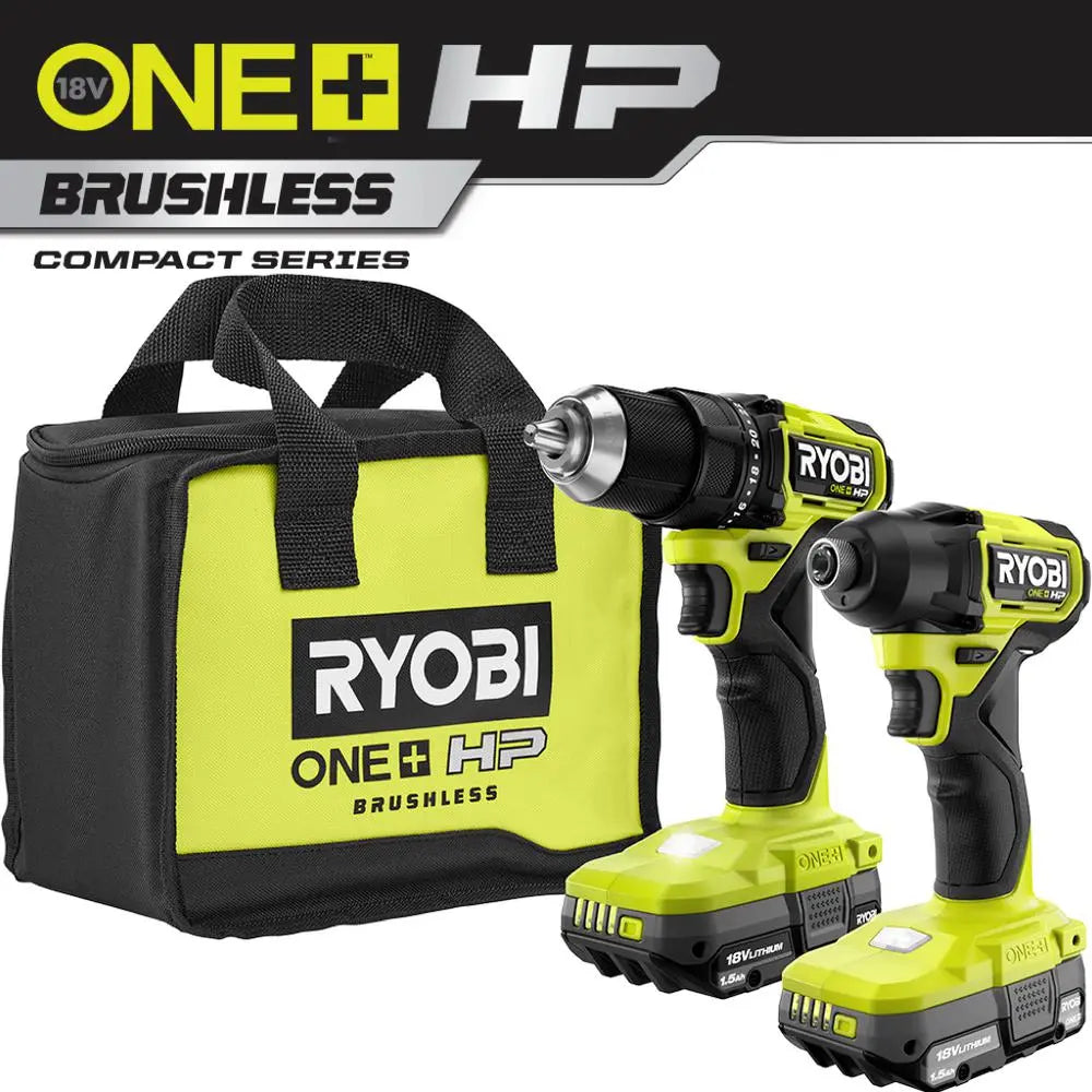 Open Box -  RYOBI ONE+ HP 18V Brushless Cordless Compact 1/2 in. Drill and Impact Driver Kit RyobiBullseye Deals