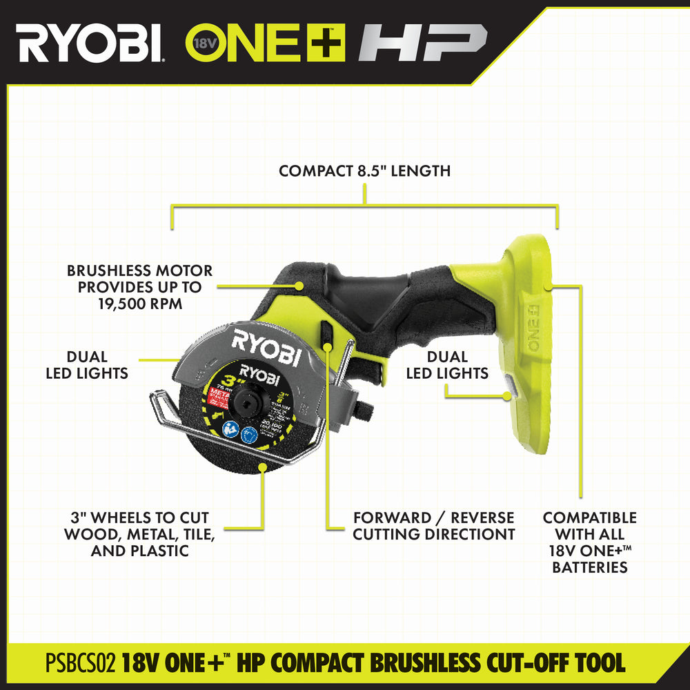 Used - RYOBI ONE+ HP 18V Brushless Cordless Compact Cut-Off Tool (Tool Only)