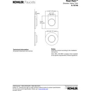 Open Box - Kohler K-76748-BL - Diverter Trims Showers