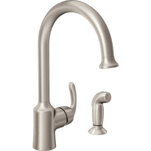 Open Box - Moen 87301SRS High Arc Kitchen Faucet with Side Spray and Metal Lever Handle from the Bayhill Collection