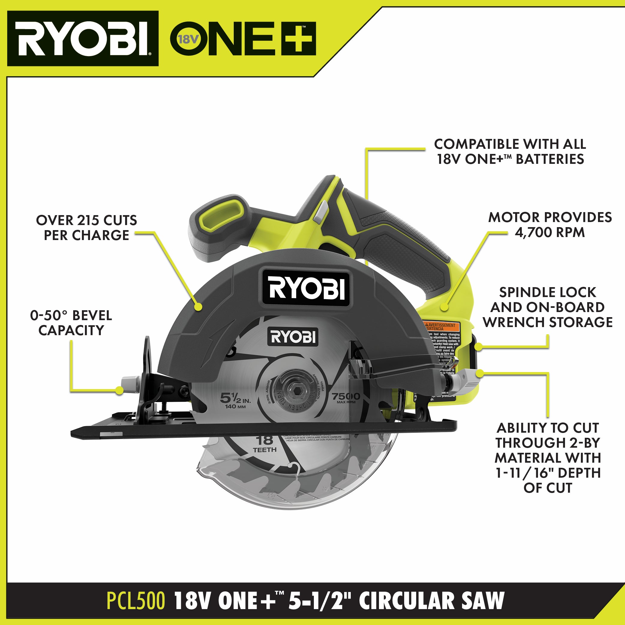 Open Box -  RYOBI ONE+ 18V Cordless 2-Tool Combo Kit with Drill/Driver, Circular Saw, (2) 1.5 Ah Batteries, and Charger