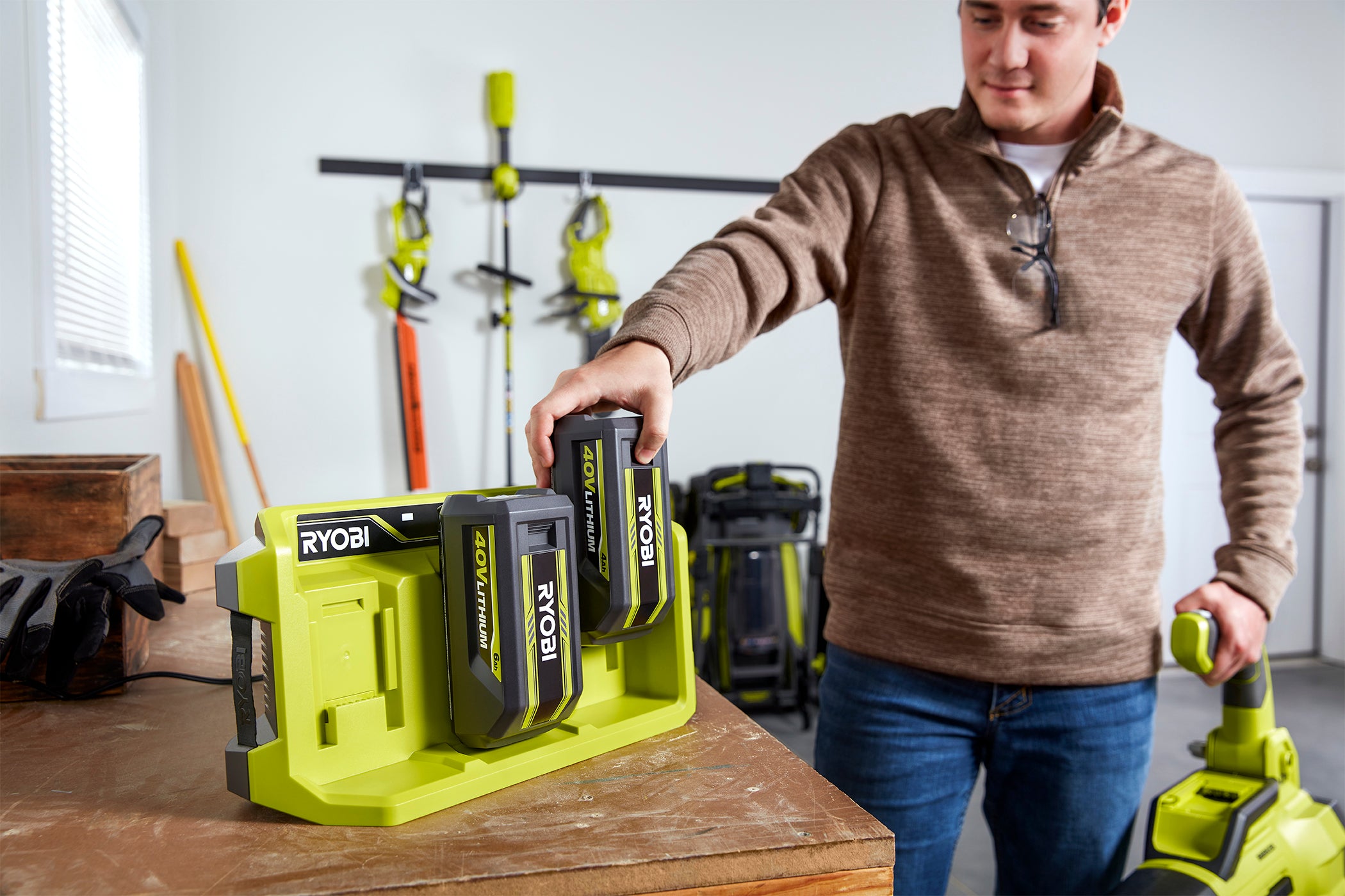 Open Box -  RYOBI 40-Volt Lithium-Ion 3-Port Charger