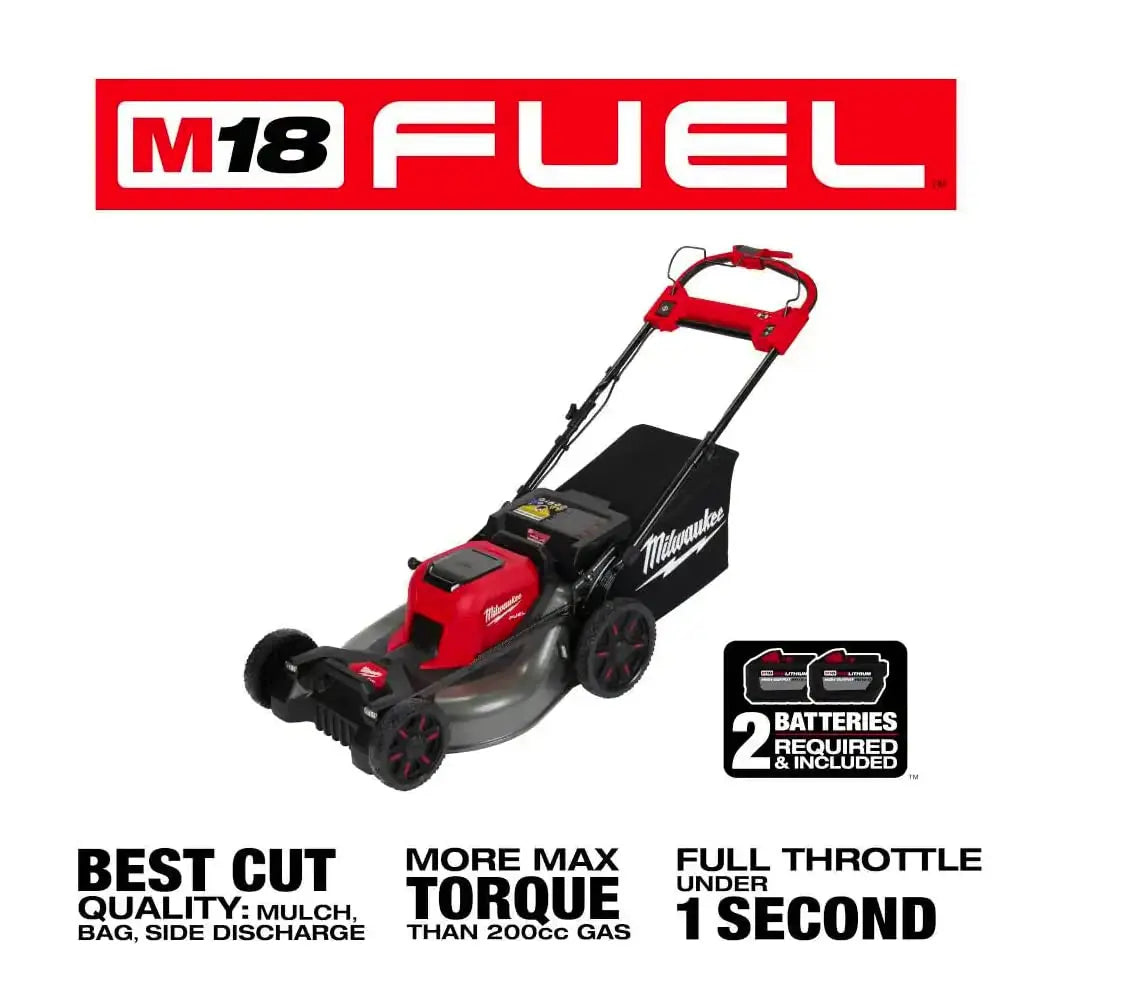 Open Box - Milwaukee M18 FUEL Brushless Cordless 21 in. Walk Behind Dual Battery Self-Propelled Mower w/ (2) 12.0Ah Battery and Rapid Charger MilwaukeeBullseye Deals