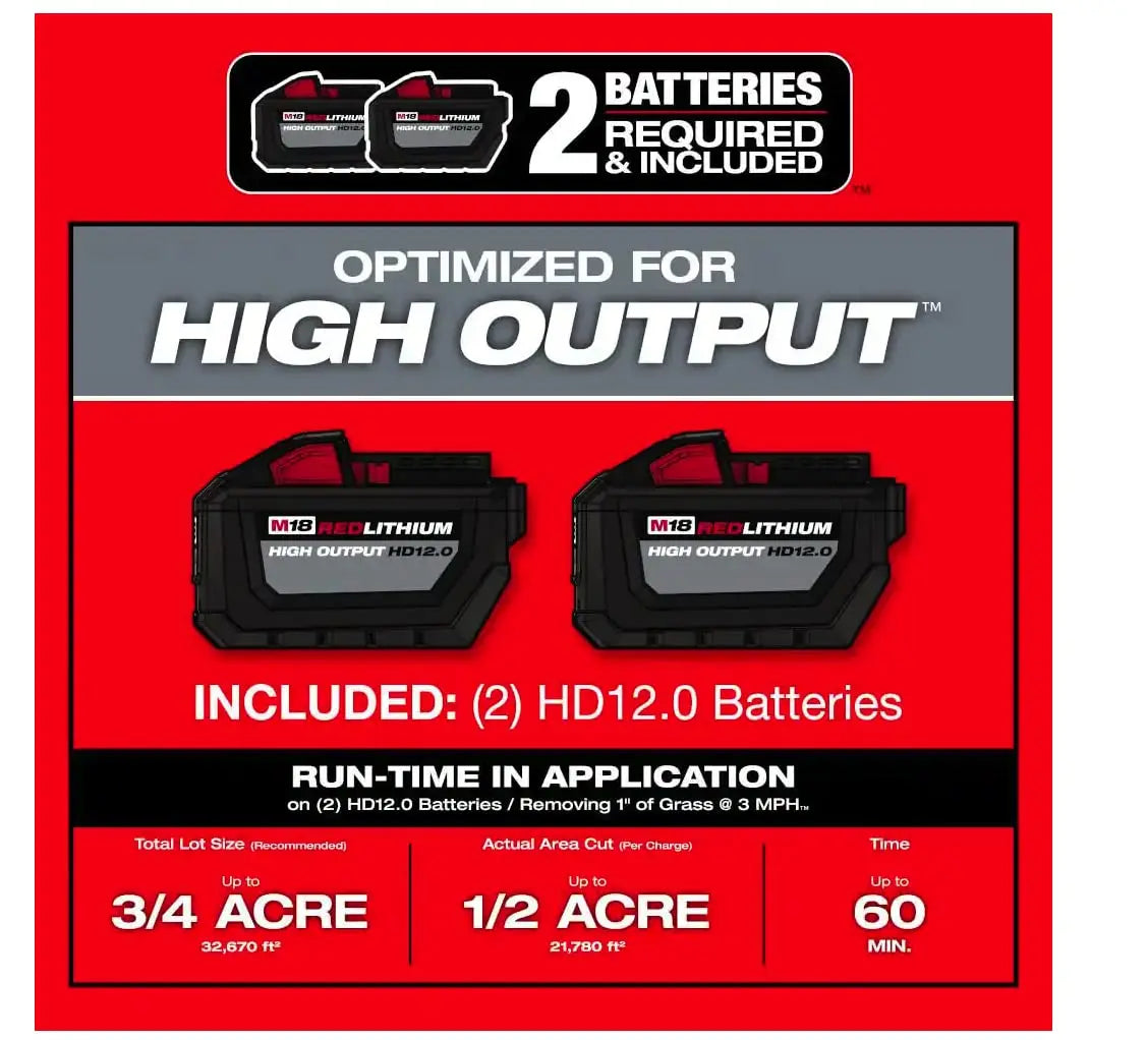 Open Box - Milwaukee M18 FUEL Brushless Cordless 21 in. Walk Behind Dual Battery Self-Propelled Mower w/ (2) 12.0Ah Battery and Rapid Charger MilwaukeeBullseye Deals