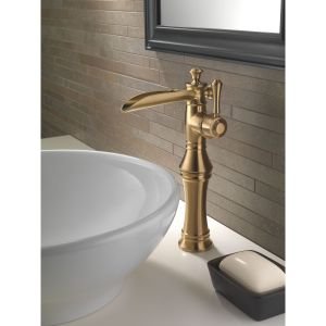 Open Box - Delta 798LF Cassidy Single Hole Waterfall Bathroom Faucet with Riser - Includes  - Less Drain Assembly