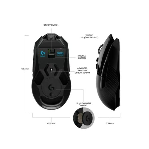 Refurbished - G903 LIGHTSPEED Gaming Mouse with HERO 25K sensor-2.4GHZ- 910-005670