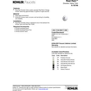Open Box - Kohler K-76748-BL - Diverter Trims Showers
